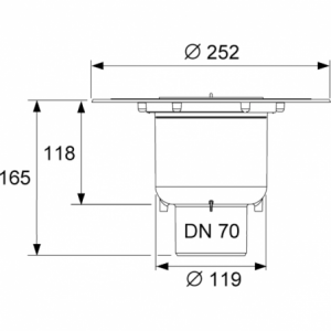 TECEdrainpoint S DN 70 vertikalus sifonas su Seal System universaliu flanšu