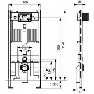 TECEprofil unitazo modulis su 8 cm Octa II vandens bakeliu ir ventiliacijos jungtimi, montavimo aukštis 1120 mm