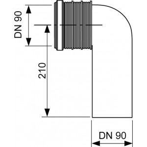 TECE 90° unitazo pajungimo alkūnė – DN 90/90