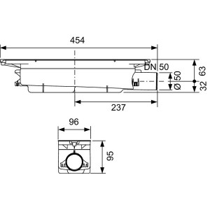 TECEdrainprofile plonas sifonas DN 50, šoninis pajungimas