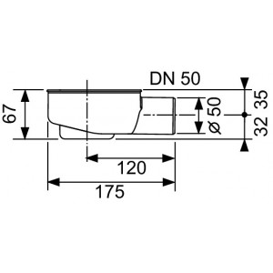 TECEdrainline plokščias sifonas, DN 50 horizontalus