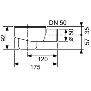 TECEdrainline didžiausias sifonas , DN 50 horizontalus