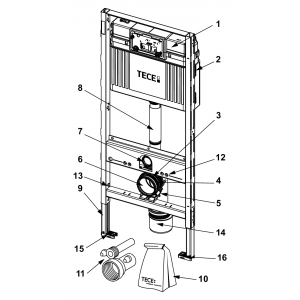 Atsarginės dalys: 9300000 – TECEprofil unitazo modulis su Uni vandens bakeliu, montavimo aukštis 1120 mm