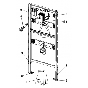 Atsarginės dalys: 9320013 – TECEprofil pisuaro modulis su TECE vandens nuleidimo vožtuvo korpusu U 2, montavimo aukštis 1120 mm