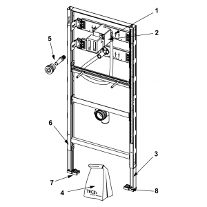Atsarginės dalys: 9320008 – TECEprofil pisuaro modulis su TECE vandens nuleidimo vožtuvo korpusu U 1, montavimo aukštis 1120 mm