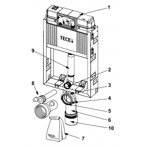 Atsarginės dalys: 9370000 – TECEbox unitazo modulis su Uni vandens bakeliu, montavimo aukštis 1060 mm