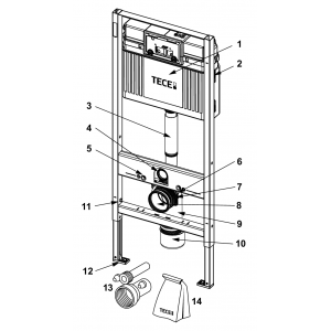 Atsarginės dalys: 9400000 – 9400006 TECEbase unitazo modulis su Base vandens bakeliu, montavimo aukštis 1120 mm