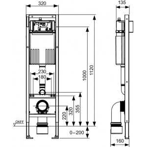 TECEbase unitazo modulis su Base 320 bakeliu, montavimo aukštis 1120 mm