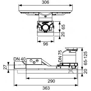 TECEdrainway horizontalus pastatomas sifonas, plonas DN 40