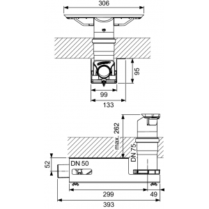 TECEdrainway vertikalus sifonas, montuojamas po perdanga, DN 50