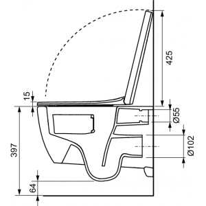 TECEloft komplektas, unitazo keramika su cikloniniu nuplovimu, dangtis