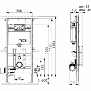 TECElux 200 potinkinis WC modulis (h-1120 mm)