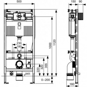 TECEprofil unitazo modulis su Uni vandens bakeliu, skirtas TOTO Neorest Washlet (WC) AC 2.0/EW 2.0, montavimo aukštis 1120 mm
